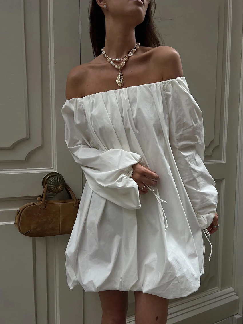 

Marthaqiqi Cotton Ladies Nightwear Long Sleeve Nightgowns Slash Neck Sleepwear Backless Nightie Mini Dress Female Pajama Winter