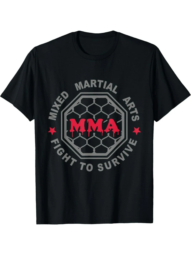 

MMA mixed martial arts cage BJJ T-shirt, summer leisure 100% cotton O-neck short-sleeved T-shirt.