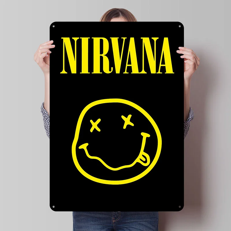 Nirvana Blechschild Poster Individualisierte Wandkunst Retro Vintage Metallschilder für Zimmer Moderne Heimdekoration Luxuriöse Schreibtischdekoration Haus