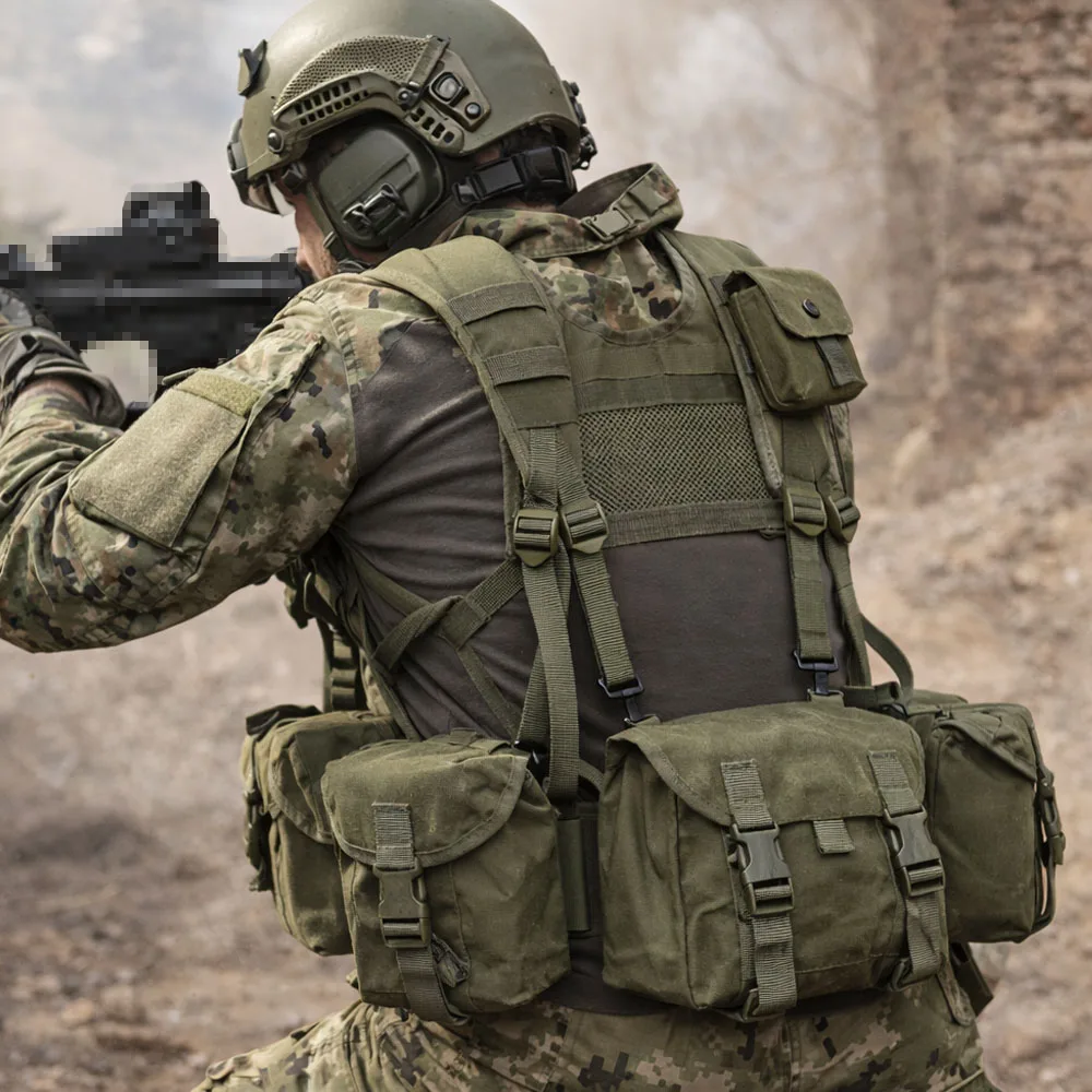 

Russian EMR M-1 Tactical Chest Rig Vest Military Camo Waist Belt Pouch Set M1956 Style for Outdoor Hunting Airsoft Gear