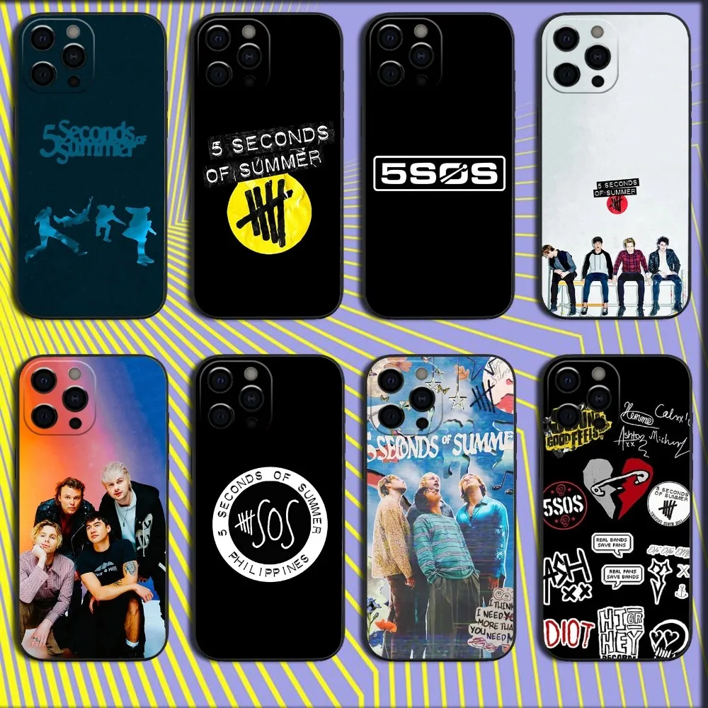 5 S-Seconds of S-Summers Band Phone Case For iPhone 16,15,14,13,12,11,Pro,X,XS,Max,XR,Plus,Mini Soft Black Cover