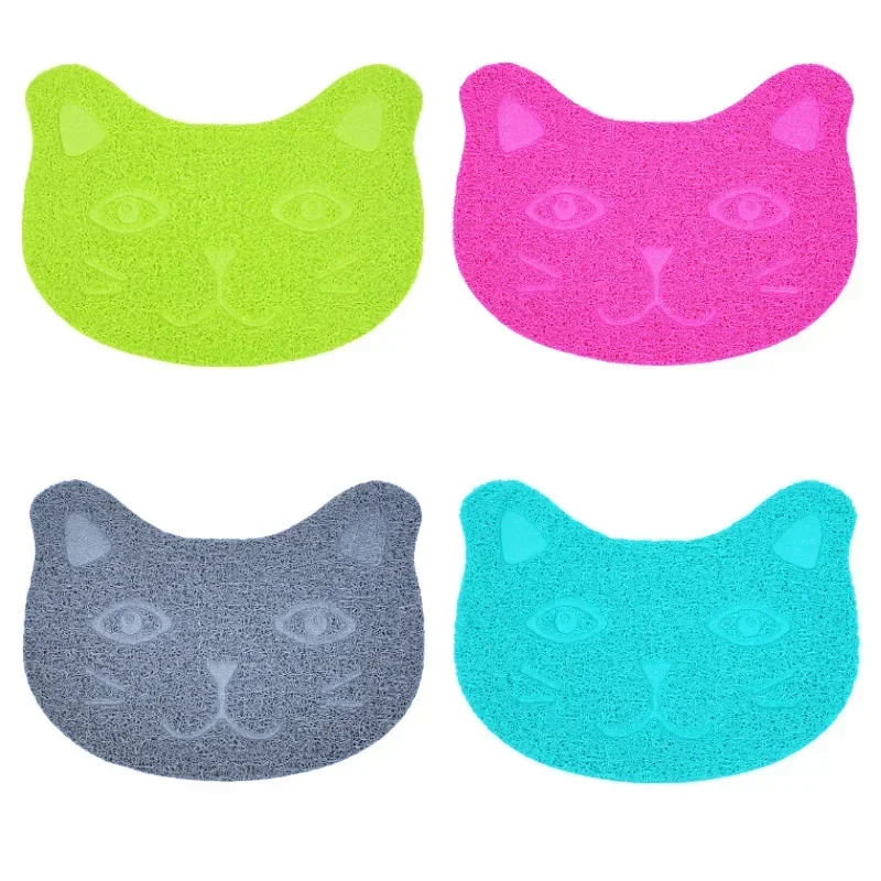 Waterproof Pet Litter Mat High Resilience Fiber Cat Layer Small Kitten Face Paw Pattern Pet Product Toilet Mat Cats Accessories