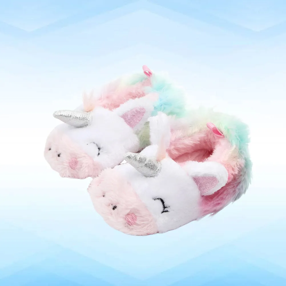

Новые детские нескользящие хлопковые тапочки-единороги для новорожденных, разноцветные, 10,5 см, теплые, для дома, зимние, для малышей