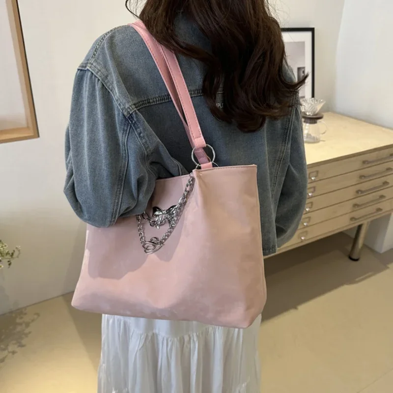 Fashion Bow Shoulder Bag Spring and Summer New Commuter Handbag Students Large Capacity Commuter Tote Bag Cosmetic Organizer