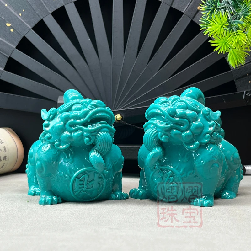 Wholesale imitation turquoise fortune Pixiu large-buttock Pixiu auspicious beast for attracting wealth and fortune decorative cr