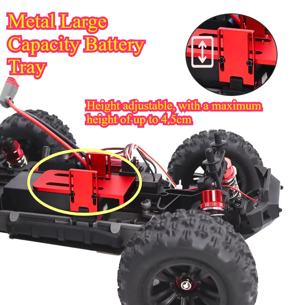 For MJX 16207 16208 16210 1/16 Scale RC Car Metal Large Capacity Battery Tray Upgrade Parts custom size Replacement Accessories