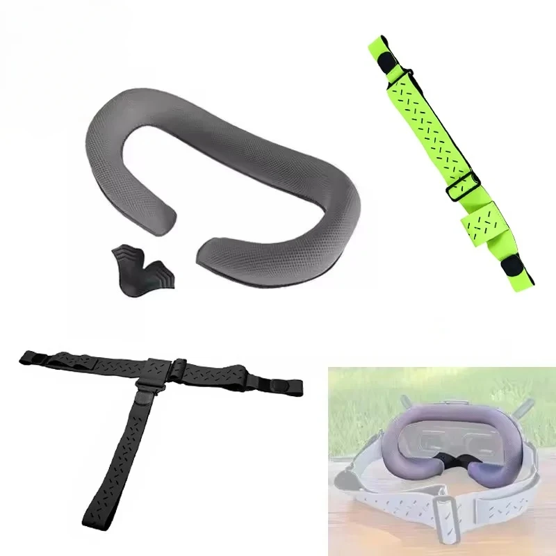 Лицевая панель, губчатая пенопластовая накладка для глаз для очков DJI FPV V1 V2, маска для лица, чехол/с ремешком на руку, приятная для кожи ткань, серый цвет