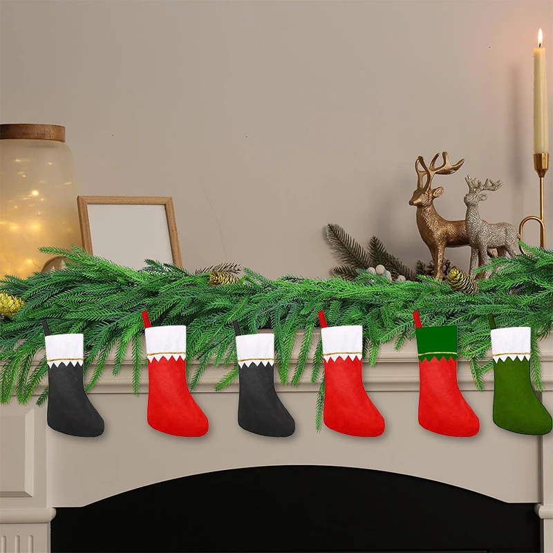 Chaussettes de Noël non tissées, pendentif arbre de Noël, cadeau d'ornement, 2024, 12 pièces