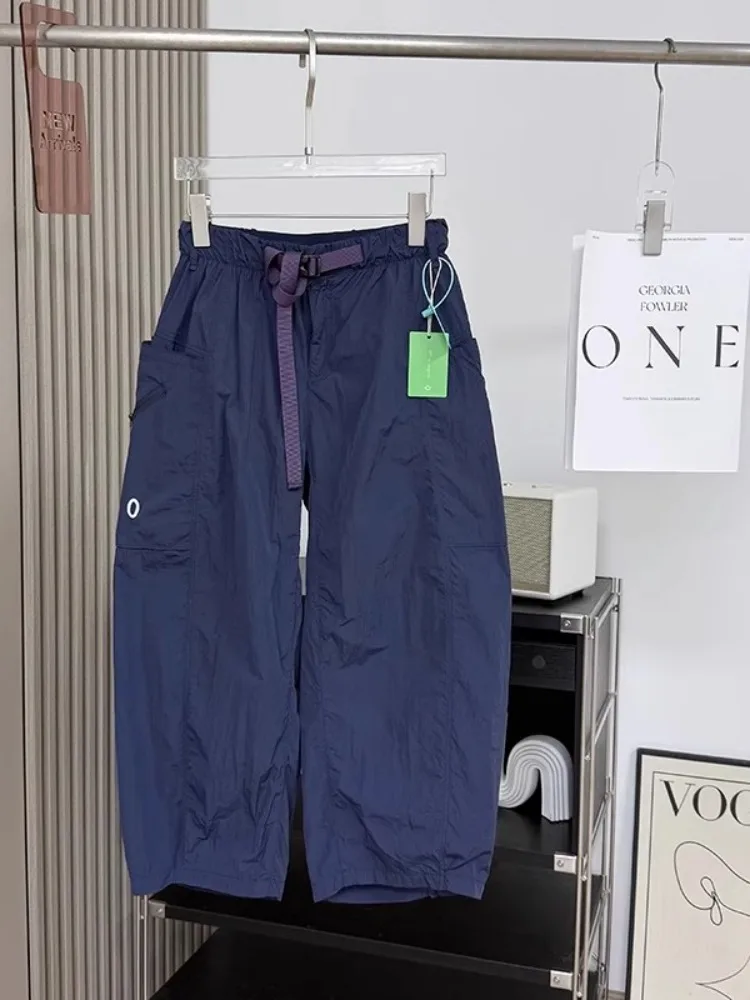 

Женские легкие повседневные рабочие брюки трапециевидной формы, темно-синие свободные широкие брюки-кюлоты со средней талией, весенне-осенние универсальные женские брюки