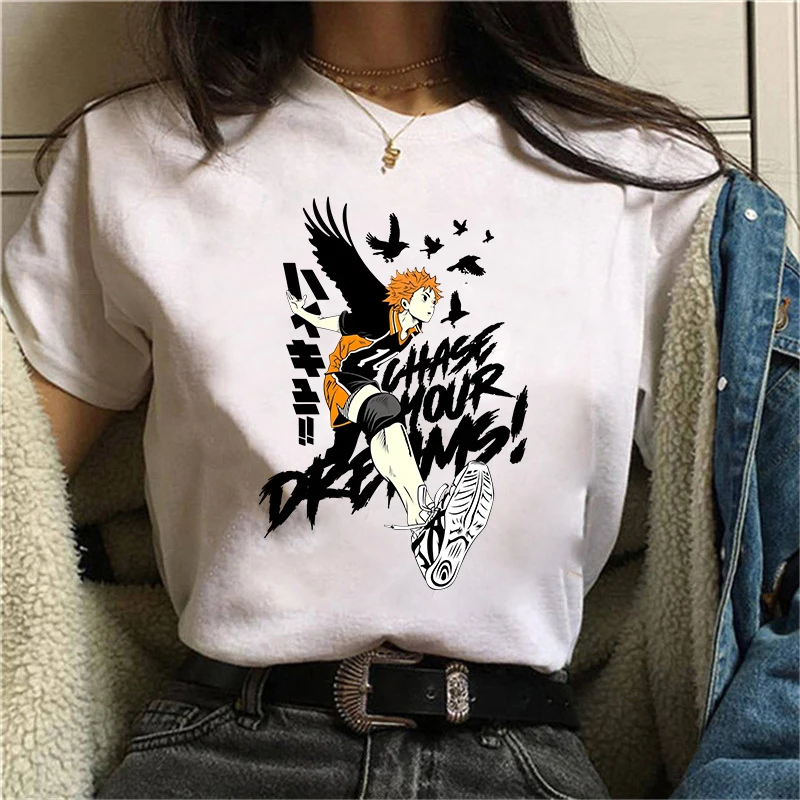 

Hot Anime Shoyo Hinata Print T-shirt Women Men Summer Casual Short Sleeve Round Neck Tops Fashion T-shirts