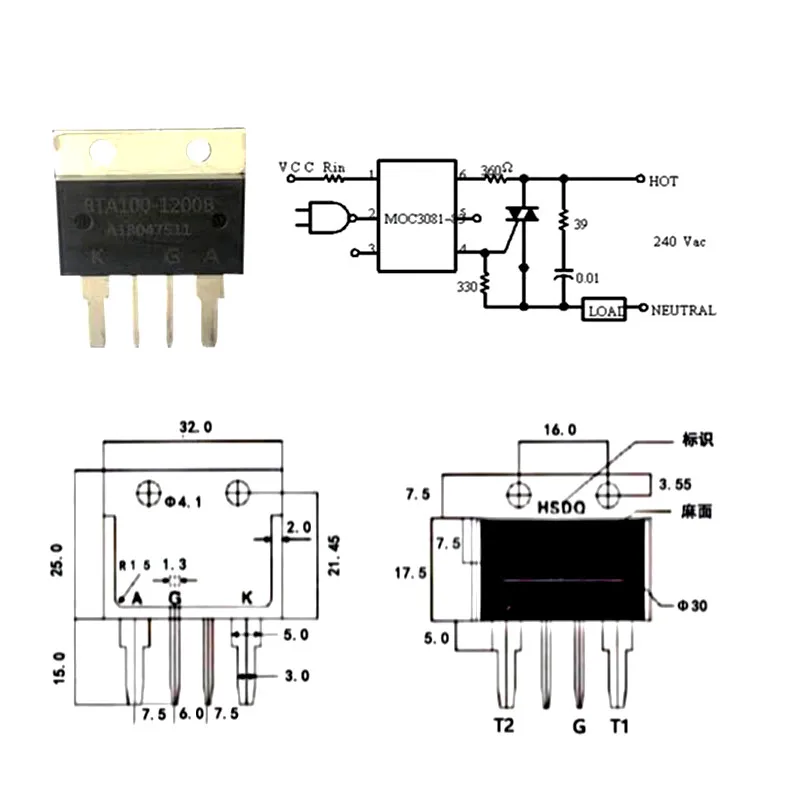 BTA100-800B BTA100-1200B BTA100-1600B BTA100 800B 1200B 1600B  TO-4P  bidirectional thyristor 100A 800V 1200V 1600V power thyris