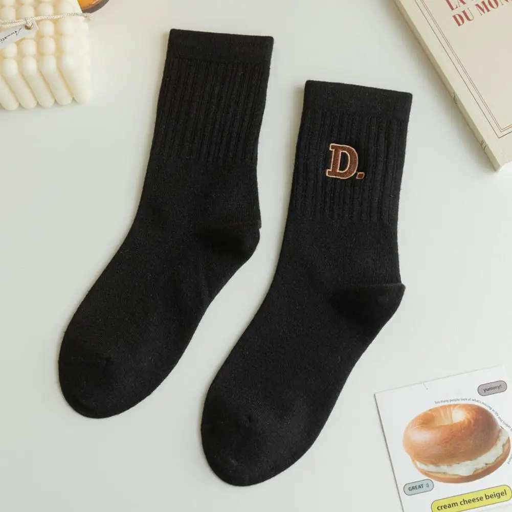 Ankle Socks Women's Letter Embroidery Mid-tube Socks Soft Warm Anti-slip for Casual Wear Stretchy Socks