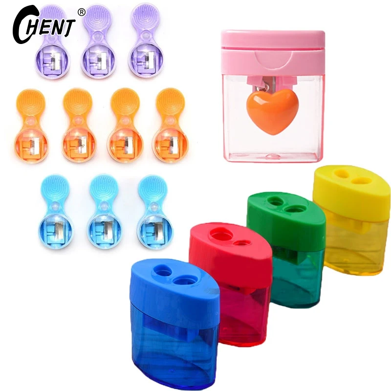 Macaron Cartoon Elementary School Student Pencil Sharpener Love Rotating Pencil Sharpener Transparent With Cover