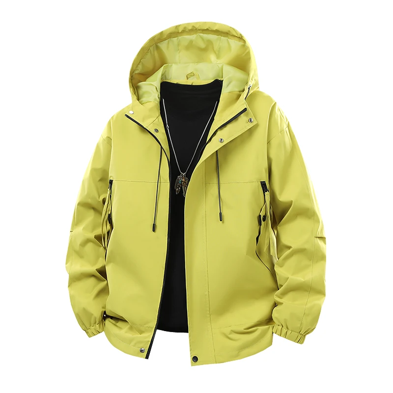

Spring Casual Men Hiking Jackets Outdoor Windproof Trekking Coats Loose Comfortable with Hood Male Clothes Solid Color Quality
