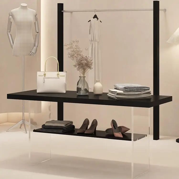 

Nakashimadai clothing store display table shopping mall clothes, hats, shoes and bags simple style Internet celebrity black