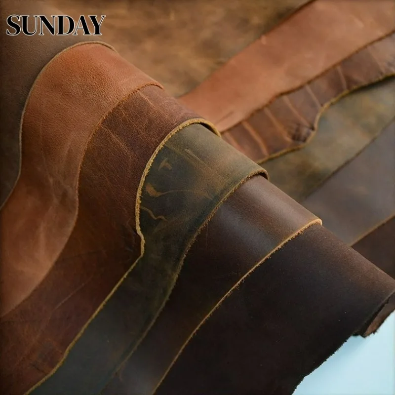 Head Layer Crazy Horse Leather 1.5-1.7mm Thick Genuine Leather Fabric Finished Cow Skin Material for DIY Crafts Bag Shoes Sewing