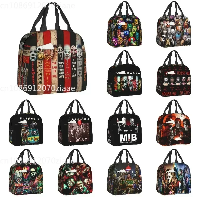 

Halloween Horror Movie Character Lunch Bag for Work School Waterproof Thermal Cooler Insulated Lunch Box Women Kids Food Tote