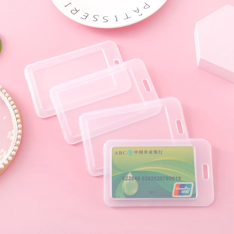 1pc Simple Transparent Plastic Name Card Cover Bank Card Holder Name Card Cover