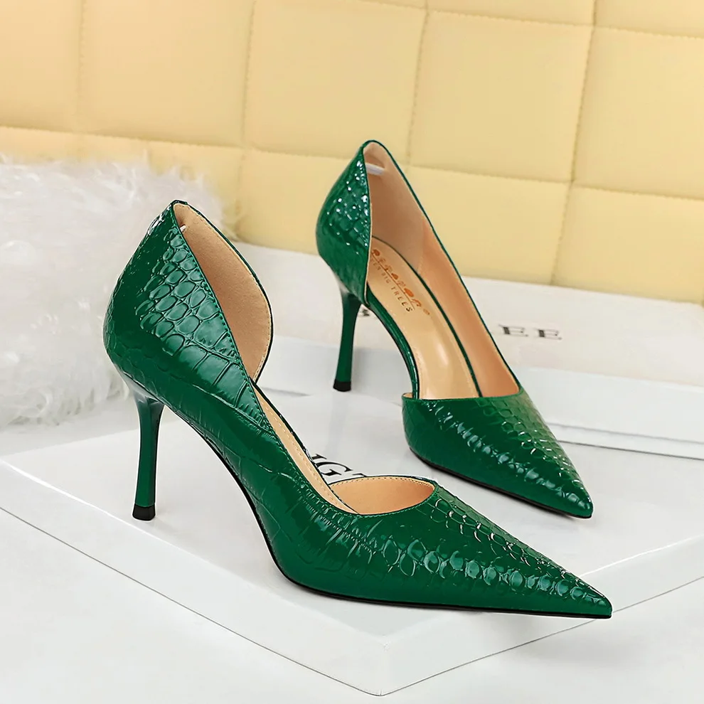 BIGTREE Women Pumps Stone Pattern High Heels 8cm Wedding Dress Women's Shoes Stiletto Size 40