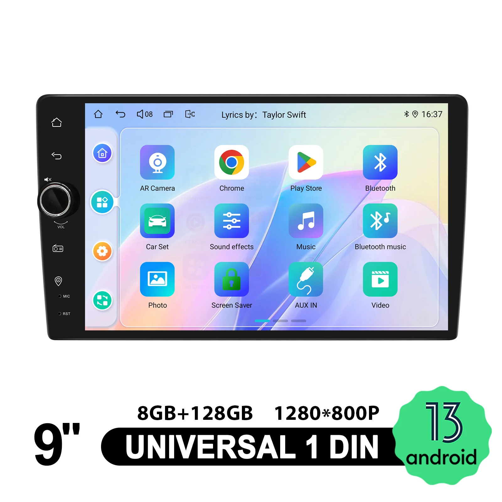 JOYING 9 Inch Single Din Autoradio With Knob Android 13.0 Car Radio Stereo Universal Head Unit Multimedia Player Carplay HDMI