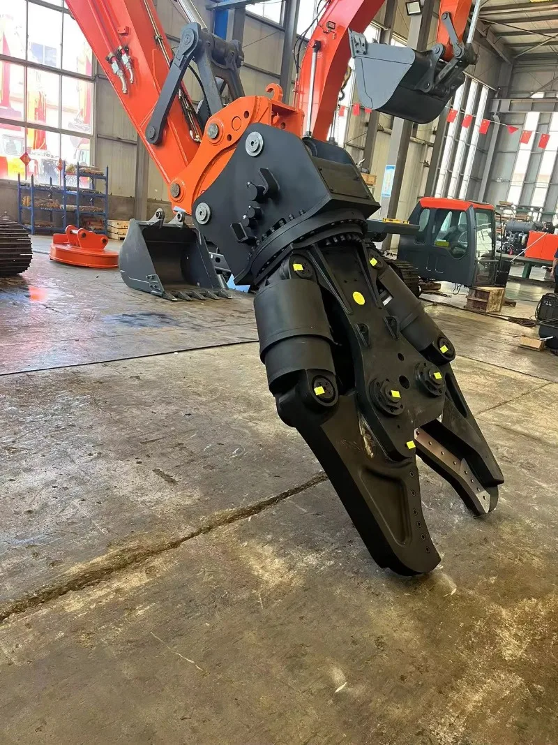 Double Cylinder Hydraulic Steel Shear High Strength Cutting Attachment For Construction Machinery Site Operation