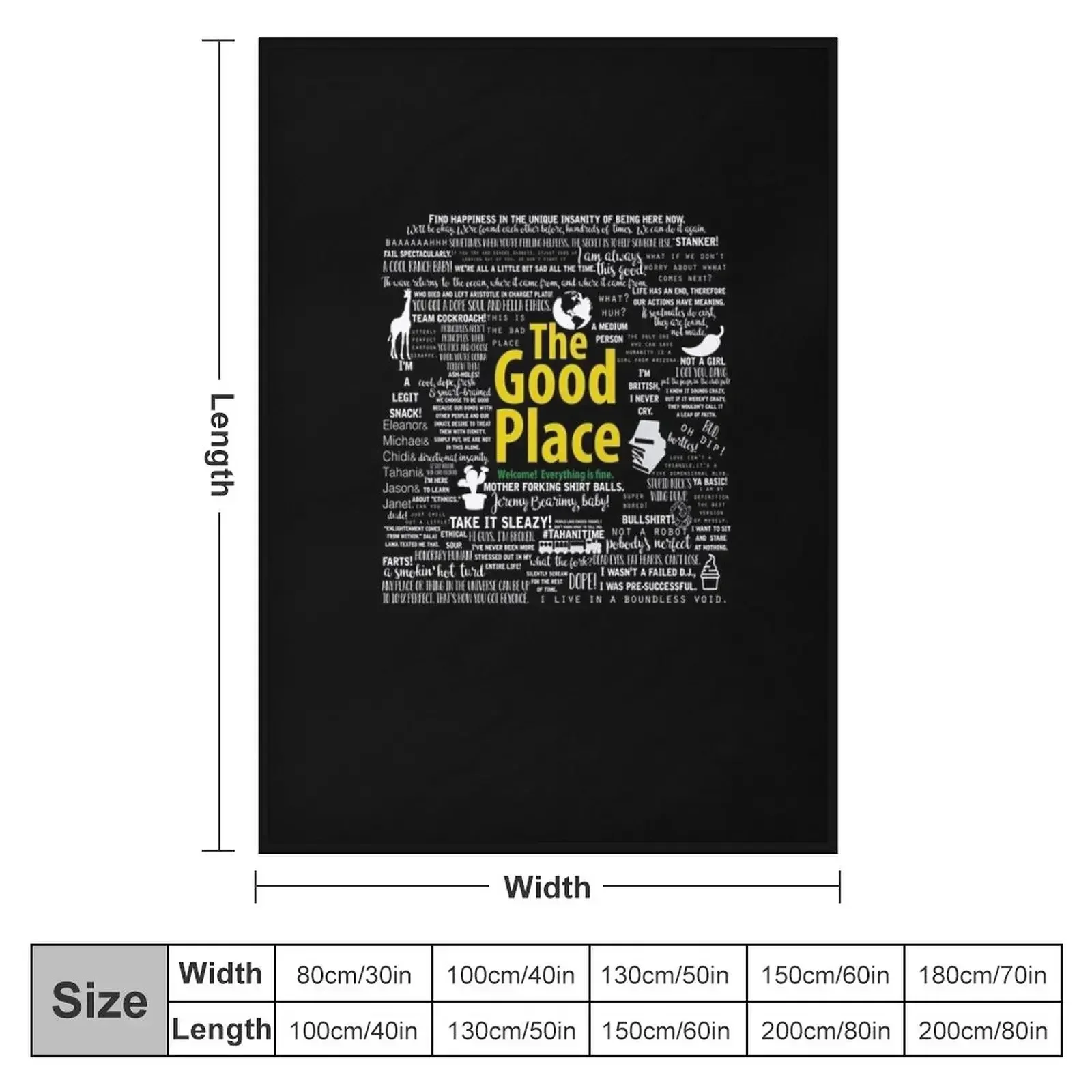 The Good Place Memorable Quotes Throw Blanket Picnic manga Blankets