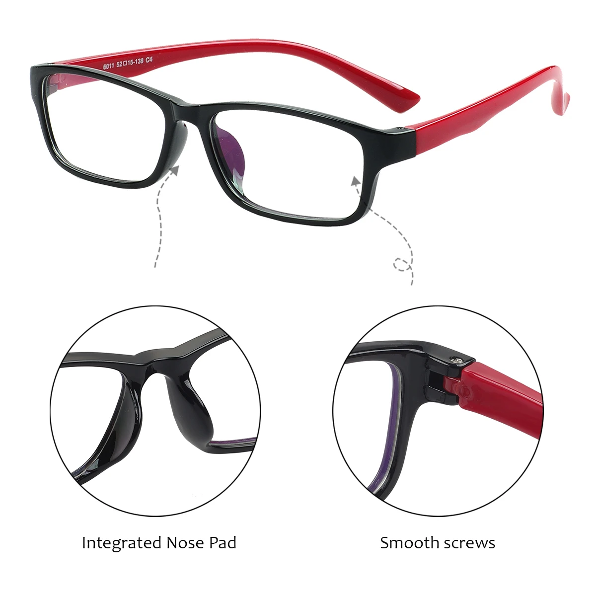 TR90 Men Light Rectangular Plastic Eyewear Black Spectacles Stylish Square Eyeglasses Frame For Multifocal  Prescription Lenses
