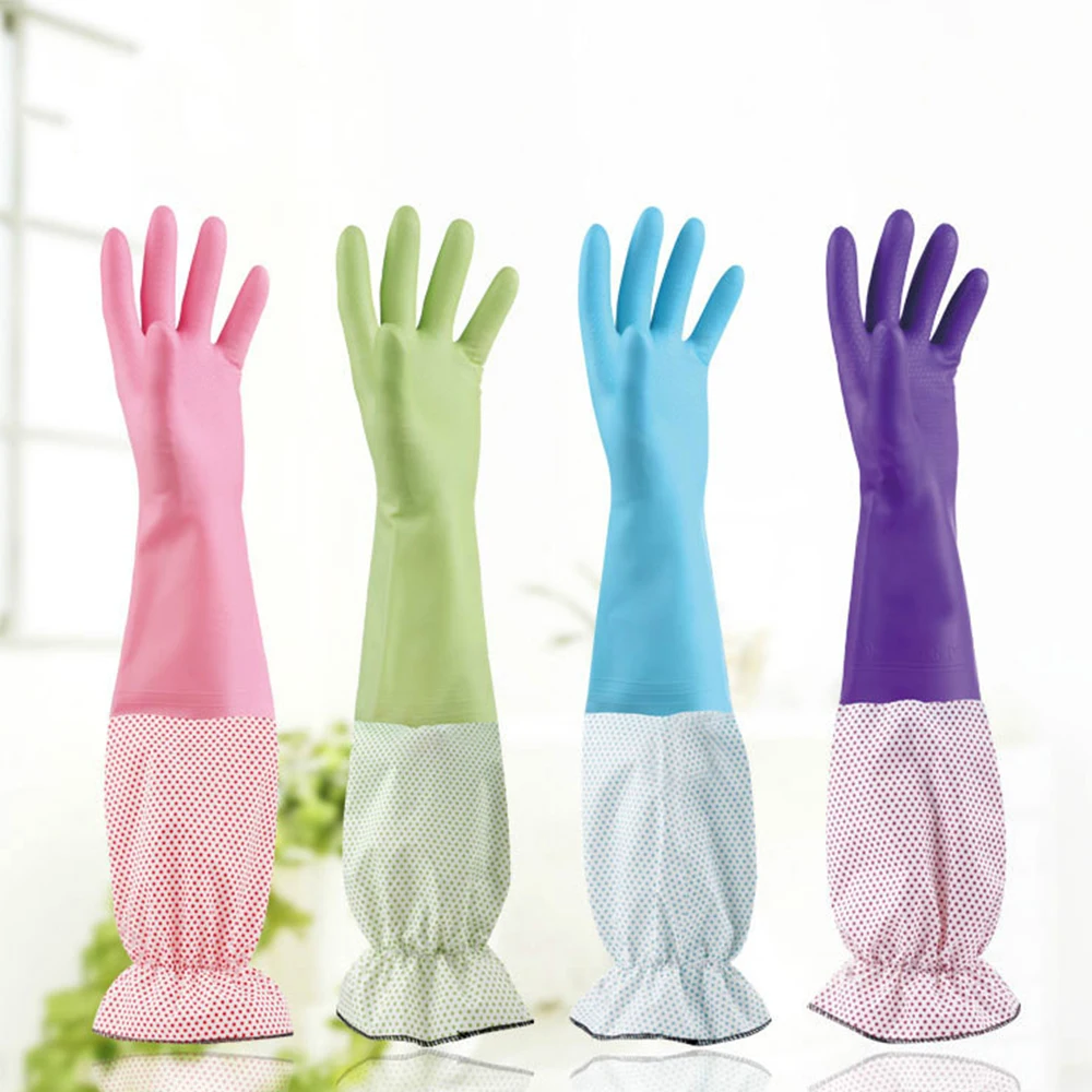 Accesorios Engrosamiento Limpieza Lavar Platos Lavado cálido Cocina Guantes para el hogar Guantes de goma Manga larga