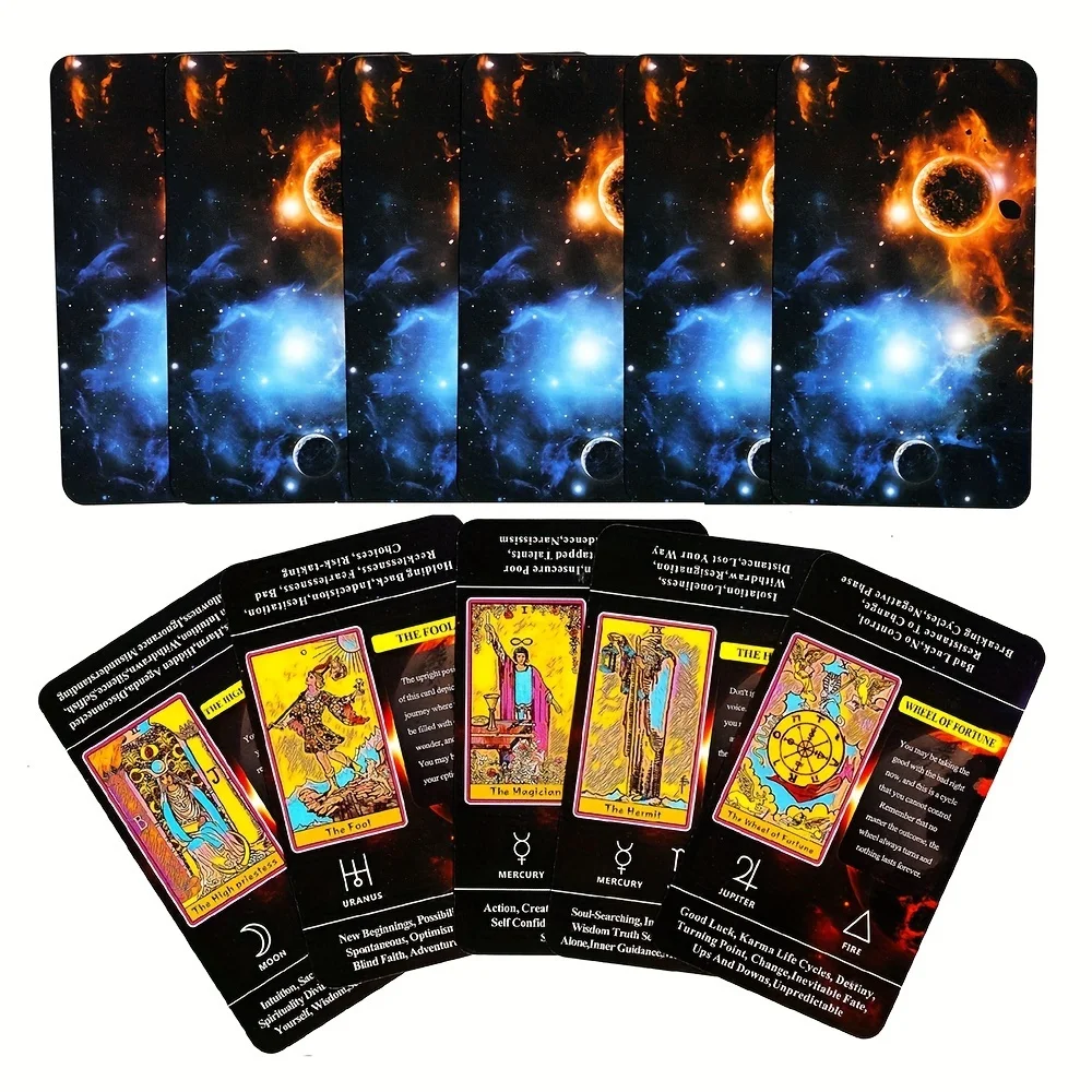 Tarot Cards For Beginners With Meaning On Them, 78pcs-Cards Pocket Size Tarot Learning Deck, Fortune Telling Game