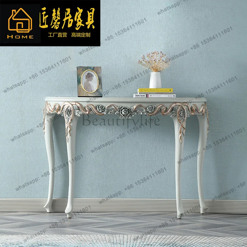 European birch carved entrance platform, living room decorative entrance cabinet