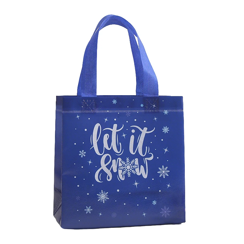 12 Stück „Let It Snow“-Thema, Vlies-Geschenk-Verpackungsbeutel, Schneeflocken-Einkaufstaschen für frohe Weihnachten, Neujahrsparty-Dekoration – Detail 6