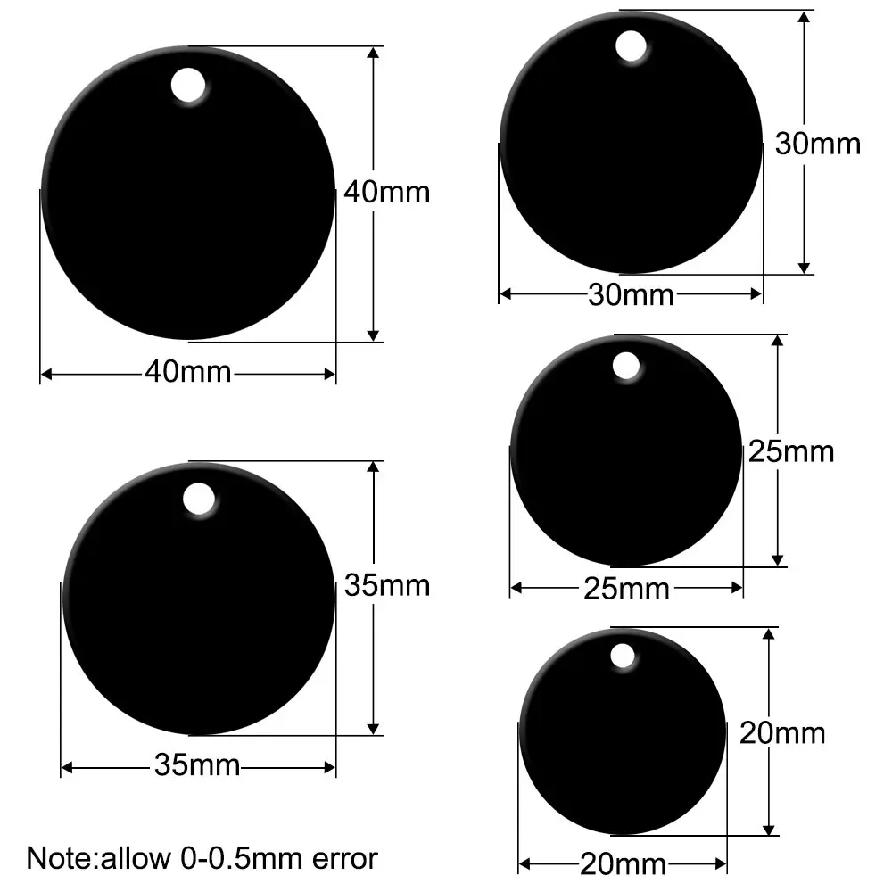 Placa de identificación redonda de 100 piezas, grabado láser, personalizada, nombre de Mascota, accesorios para collar, llavero, anillos, venta al