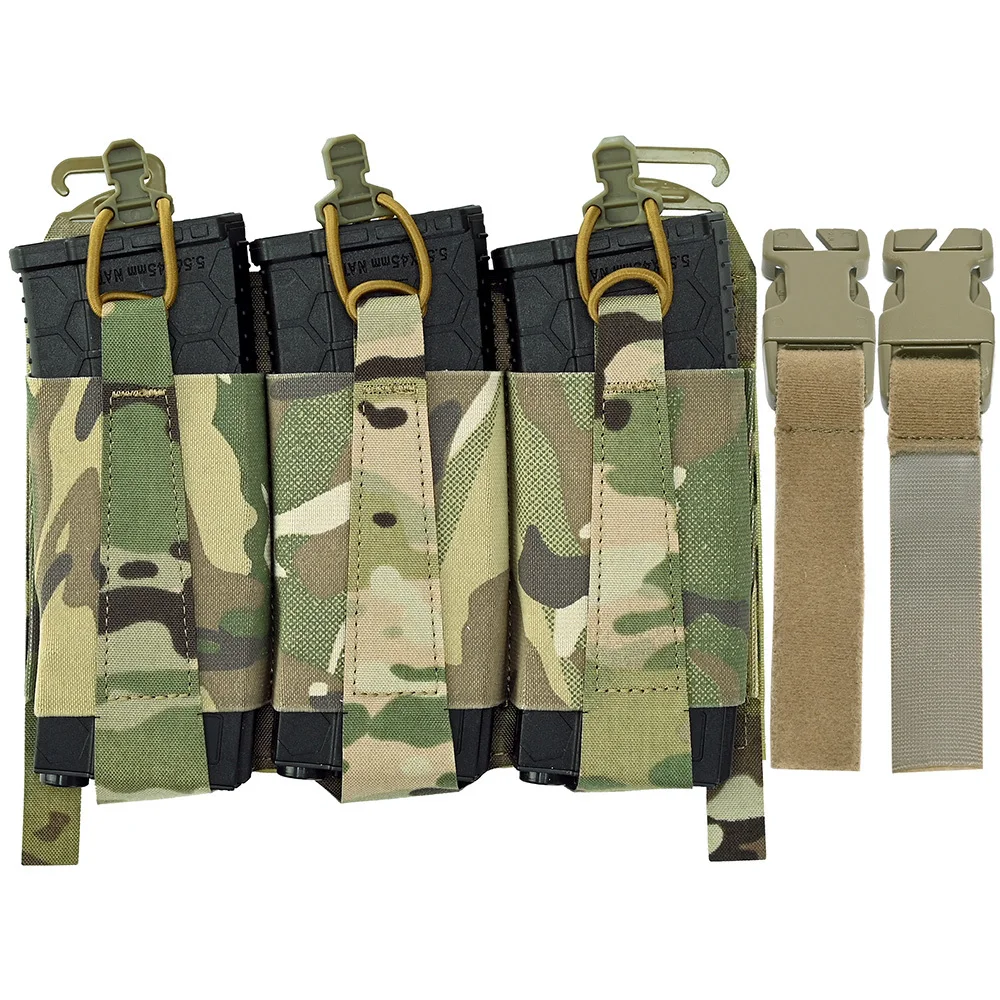 

Triple Mag Pouch Front Placard Tactifans Elastic 5.56 7.62 Rifle Magazine Pouch G Hook 2 Webbing Buckle Kit for Tactical Vest