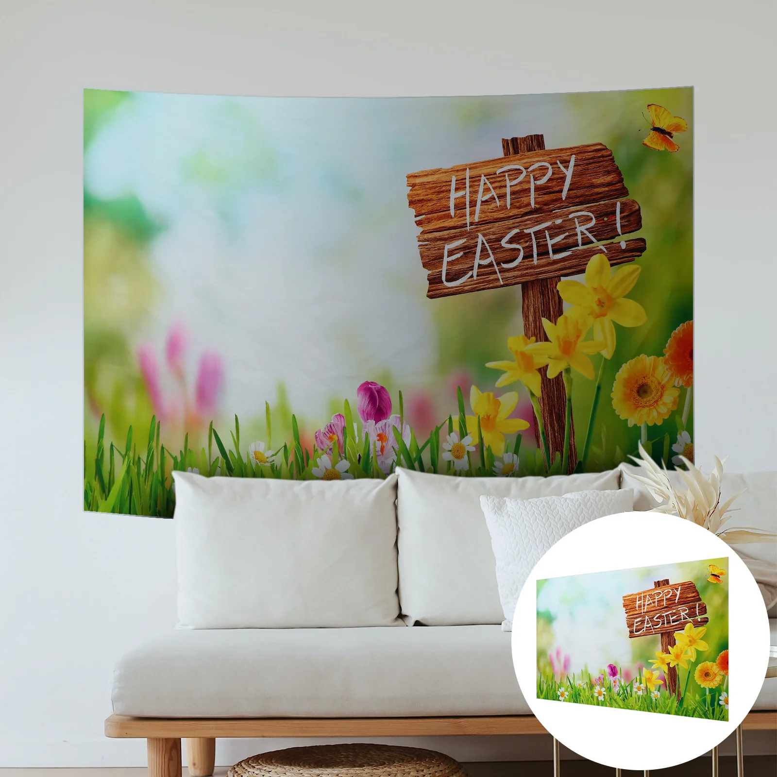 

Easter Theme Vinyl Photography Backdrop Large Lightweight Seamless Photo Background Cloth Wall Tapestry Easter Backdrop