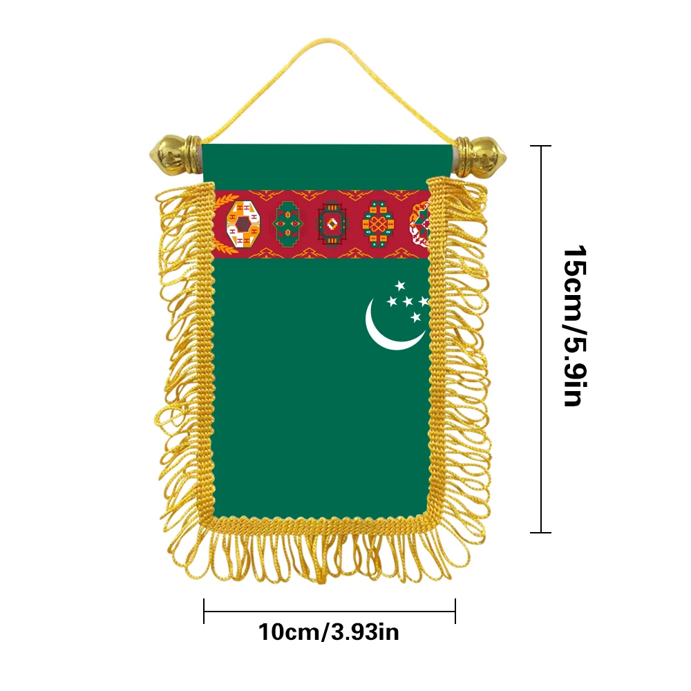 Turkmen small hangicng flag 10x15cm triangular flag car decoration hanging flag double-sided pattern with suction cup
