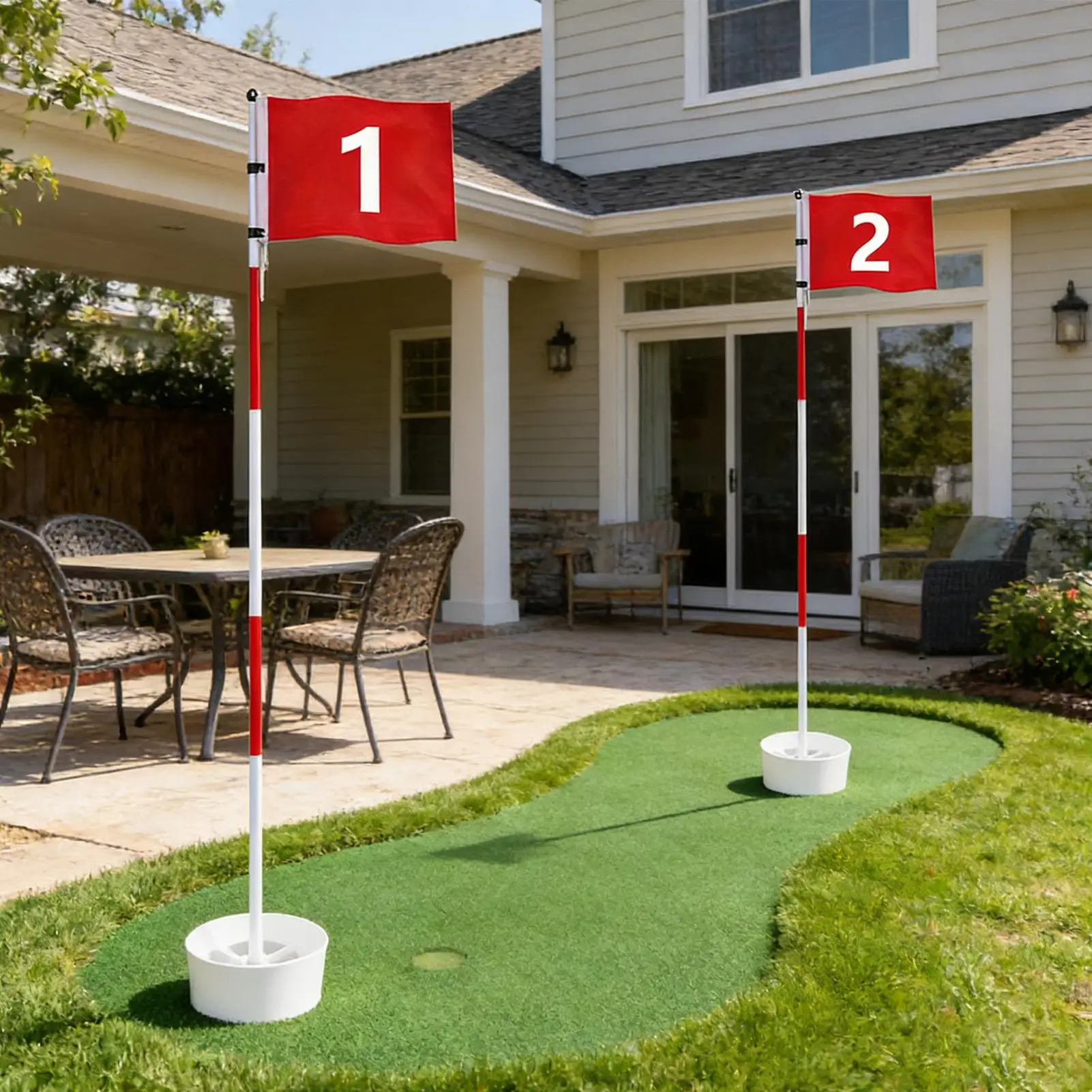 Putting Green Flagstick 5-Section Weatherproof Putting Green Flagstick With Hole Cup for Driving Range Country Club Beginners