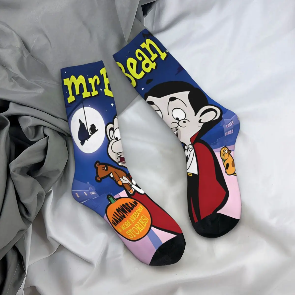 Mr. Bean Cartoon Halloween Socks Accessories For Men Women Middle Tube Socks Super Soft Wonderful Gifts