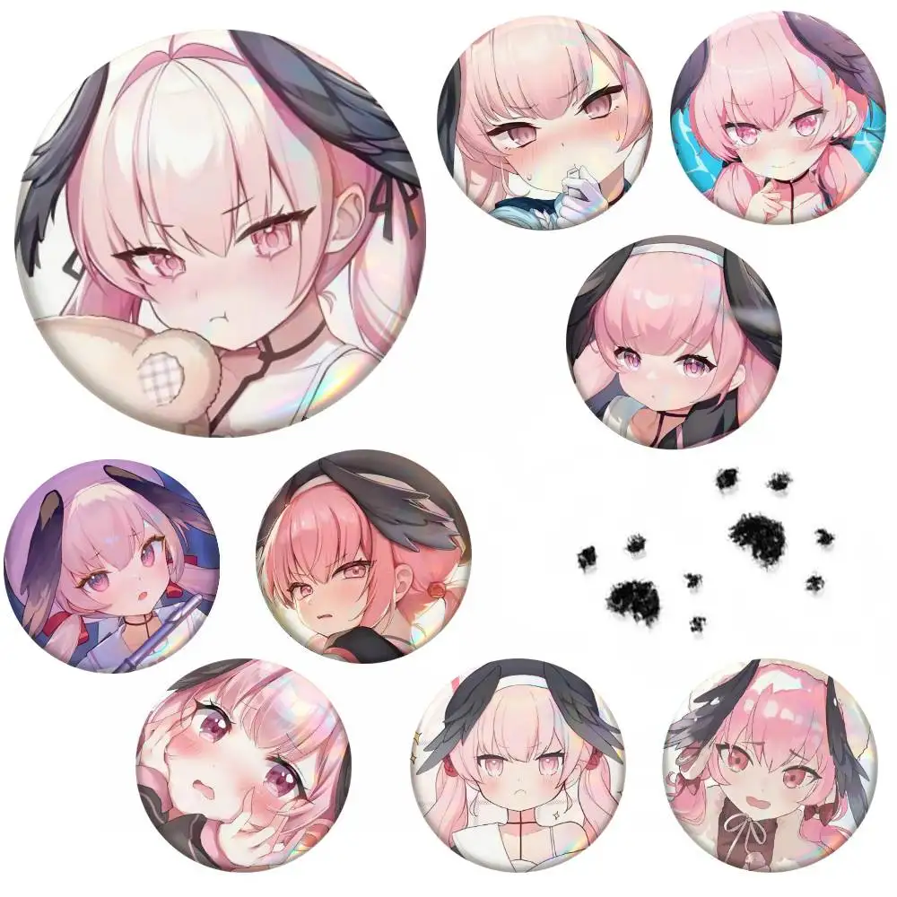 Shimoe Koharu Blue Archive Game Badge Tinplate Meme Round Brooch For Hat Bag Creative Lapel Jewelry Accessories Gifts