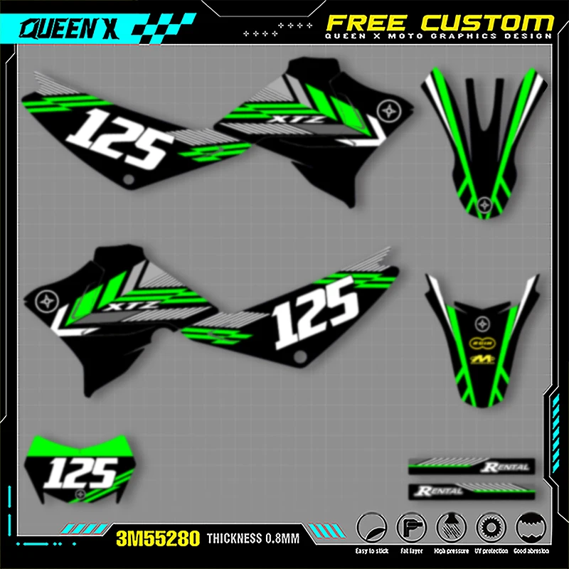 

Queen X MOTOR For YAMAHA XTZ125 Full Fairing Motorcycle Graphics Decals Stickers Kits 002