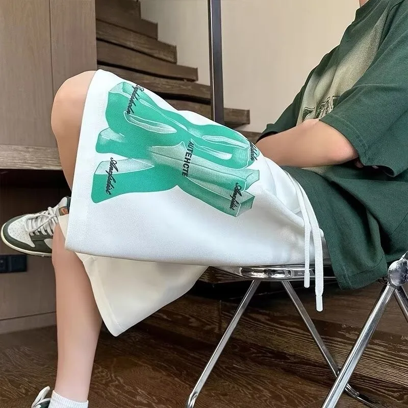 

Plus Size M-8XL Men Shorts Personality Letters Print Short Pants Youth Basketball Sports Gym Shorts Boy Beach Pants Men