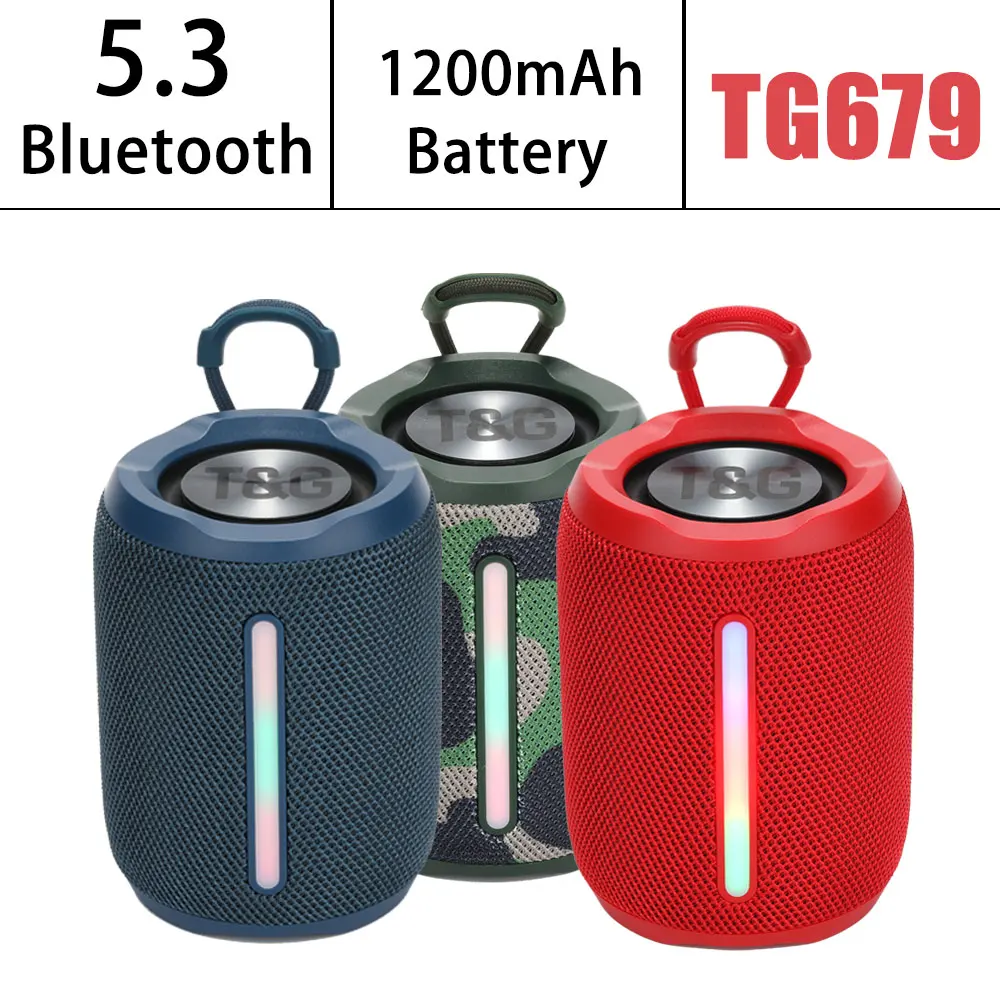 

TG679 Bluetooth Speaker 1200mAh Portable Wireless TWS Sound Box Hands-free Call Support FM/TF Card LED Color Light caixa de som