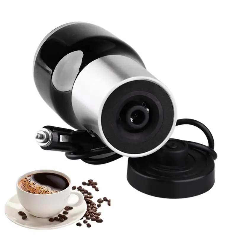 Camping Travel Kettle Vehicle Heating Cup 12V 450ml Stainless Steel Water Coffee Milk Thermal Mug Electric Heating Car Kettle