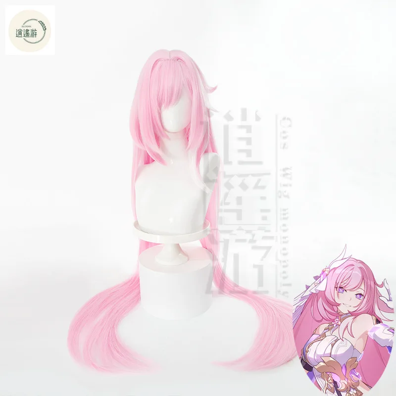 Honkai Impact 3 Elysia Cos Wig 120cm Pink Heat-resistant Synthetic Hair Halloween Party Anime Cosplay Wigs+wig Cap