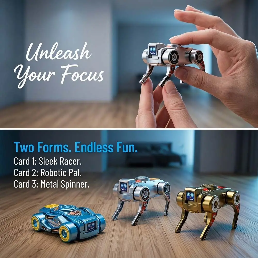 360° Rotating Robot Dog Fidget Gyro Creative Deformed Deformation Design Transforming Robot Dog Fidget Sensory Antistress