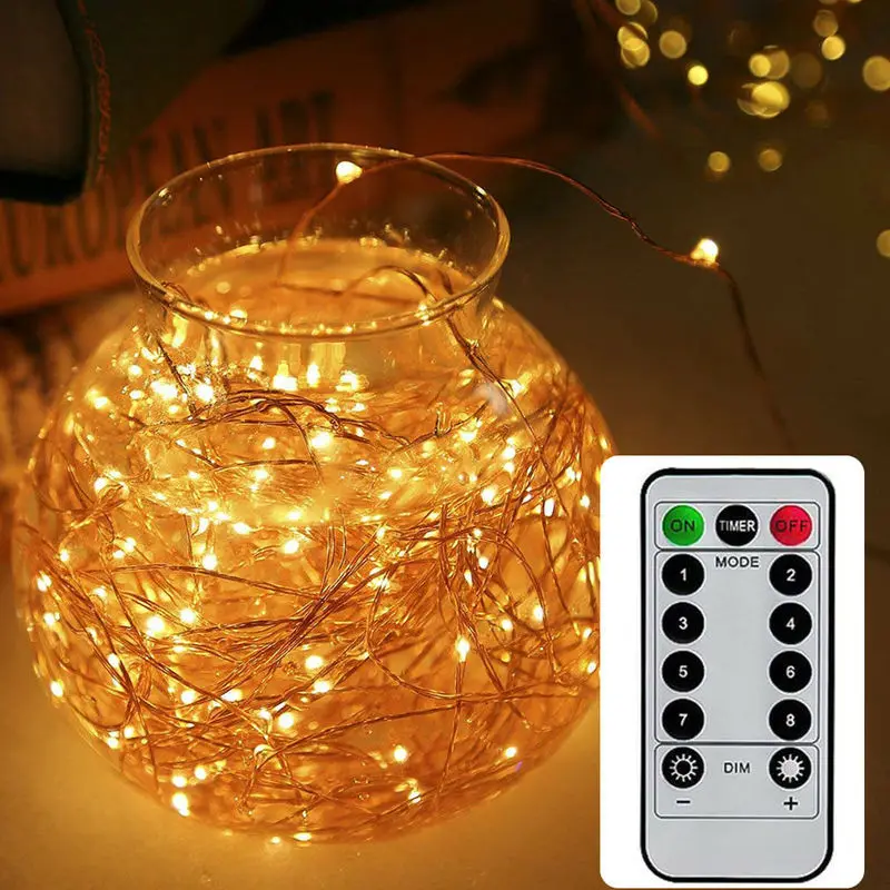 Fairy Lights Battery Operated  5M 50 LED String Lights Remote Control Timer Twinkle String Lights 8 Modes Firefly Lights Decor