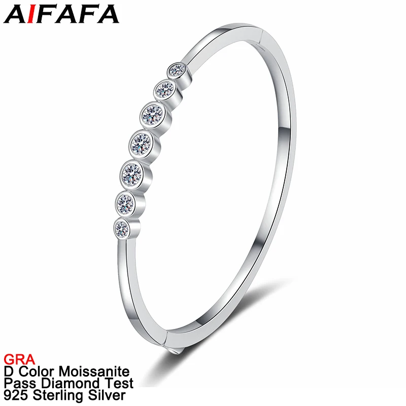 

2.5 Carat All D Color Moissanite Lab Diamond Bangle High Quality s925 Sterling Silver Moissanite Cuff Bracelet Fine Jewelry GRA