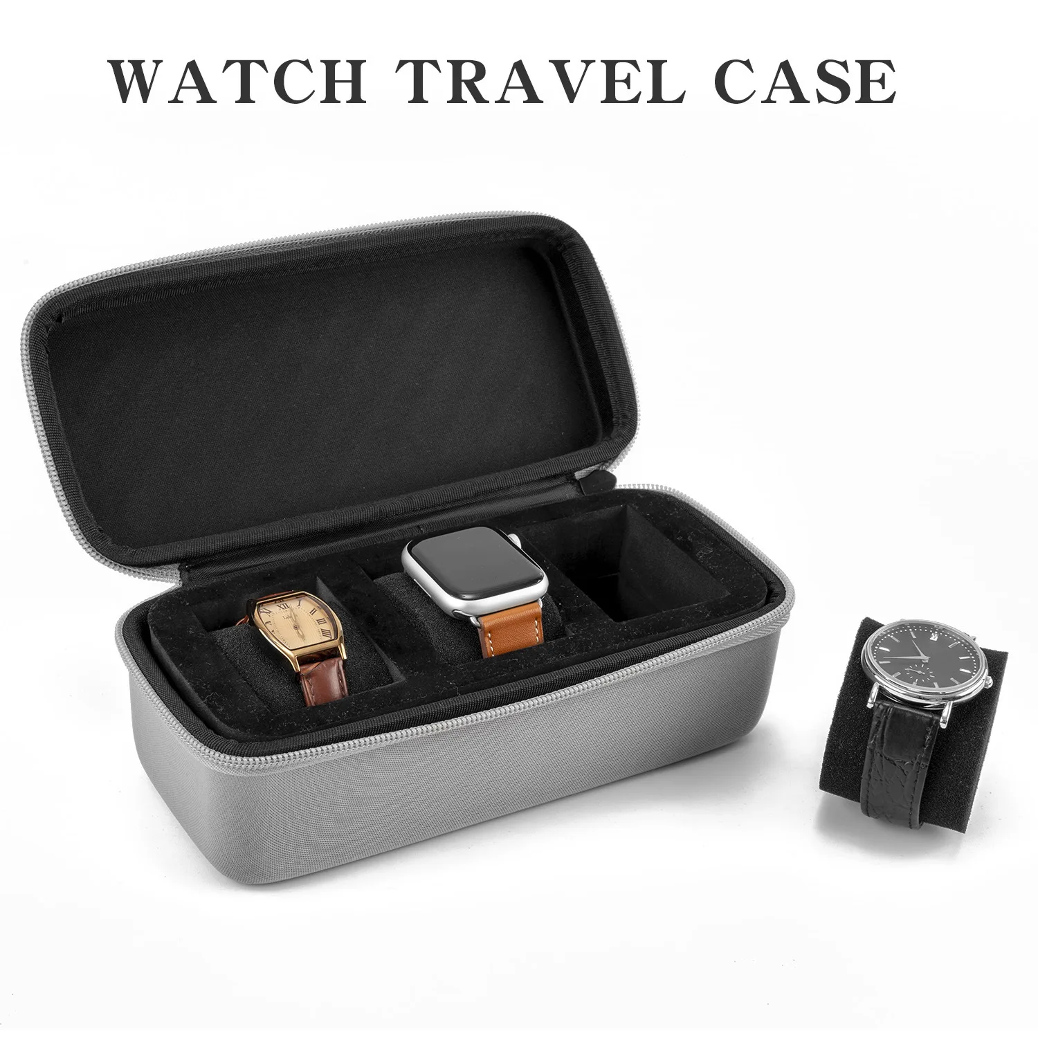 3 Slots Watch Travel Case for Men and Women Portable Watch Storage Box Holder Organizer Display Case with foam pillow,Watch Roll