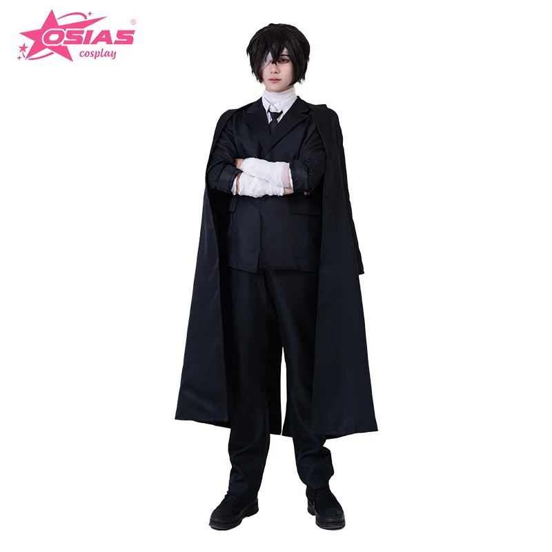 

OSIAS Dazai Cosplay Costume Set Dazai wig Dazai shoes black Bungo Stray Dogs