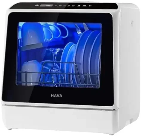 HAVA Countertop Dishwasher, 6 Programs Portable Dishwashers with 5L Built-in Water Tank, No Hookup Needed, Baby Care