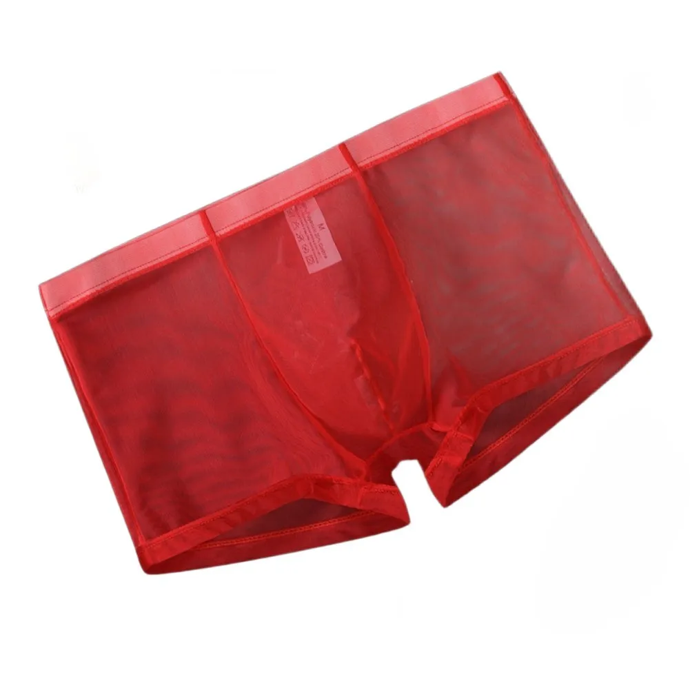 Men See Through Mesh Boxers Trunks Men's Clothing Gay Ultra-Thin Solid Very Hot Lingerie Soft Breathable Underwear Men's Panties